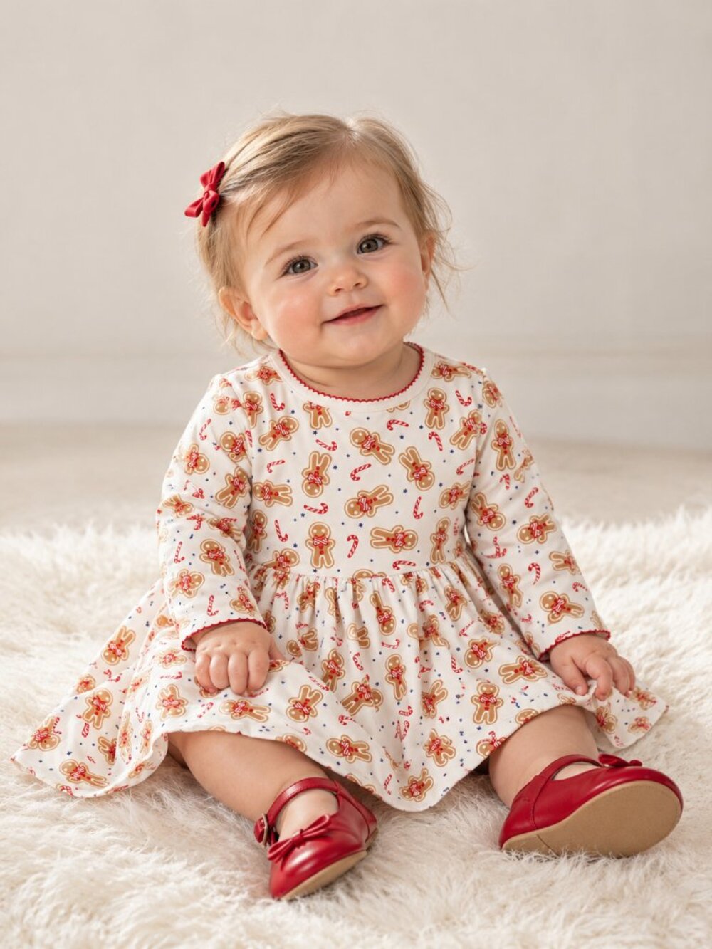 RACHEL RILEY Girls Gingerbread Christmas Jersey Dress $107 MSRP